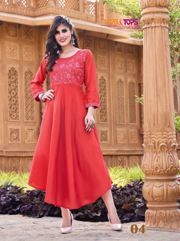 Tips And Tops Mannat Heavy Rayon Anarakli Designer Kurti Collection